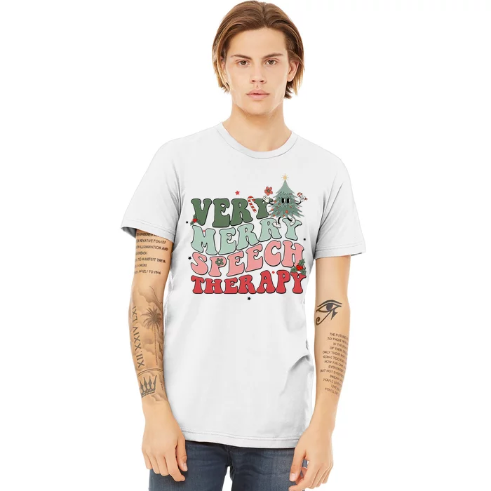 Very Merry Speech Therapist Christmas SLP Xmas Therapy Premium T-Shirt