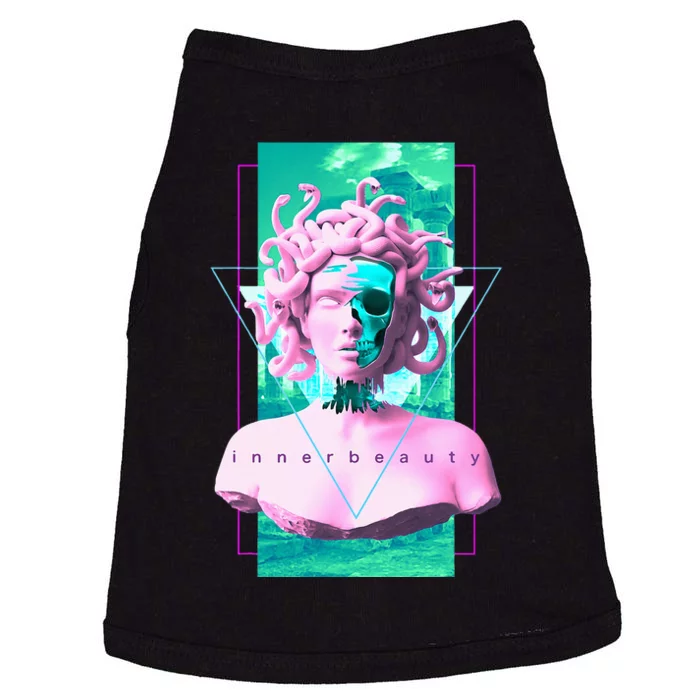 Vaporwave Medusa Statue with Skull Aesthetic Art Retro Doggie Tank