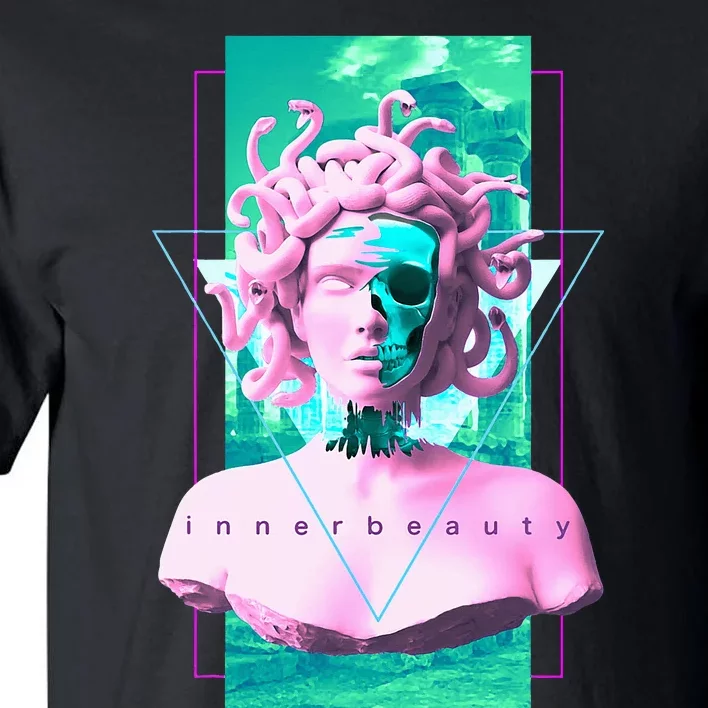 Vaporwave Medusa Statue with Skull Aesthetic Art Retro Tall T-Shirt