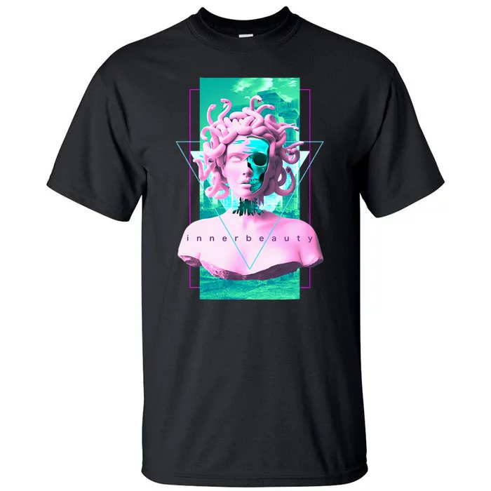 Vaporwave Medusa Statue with Skull Aesthetic Art Retro Tall T-Shirt