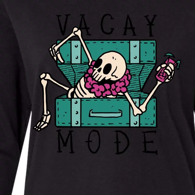 Vacay Mode Skeleton Womens Cotton Relaxed Long Sleeve T-Shirt