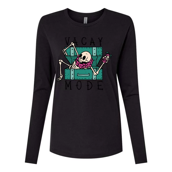 Vacay Mode Skeleton Womens Cotton Relaxed Long Sleeve T-Shirt