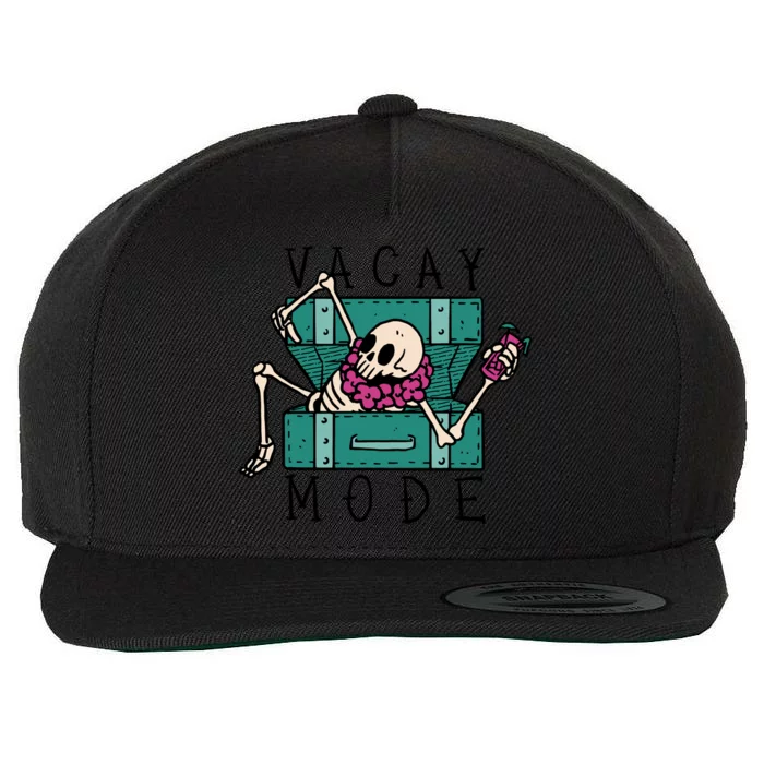 Vacay Mode Skeleton Wool Snapback Cap