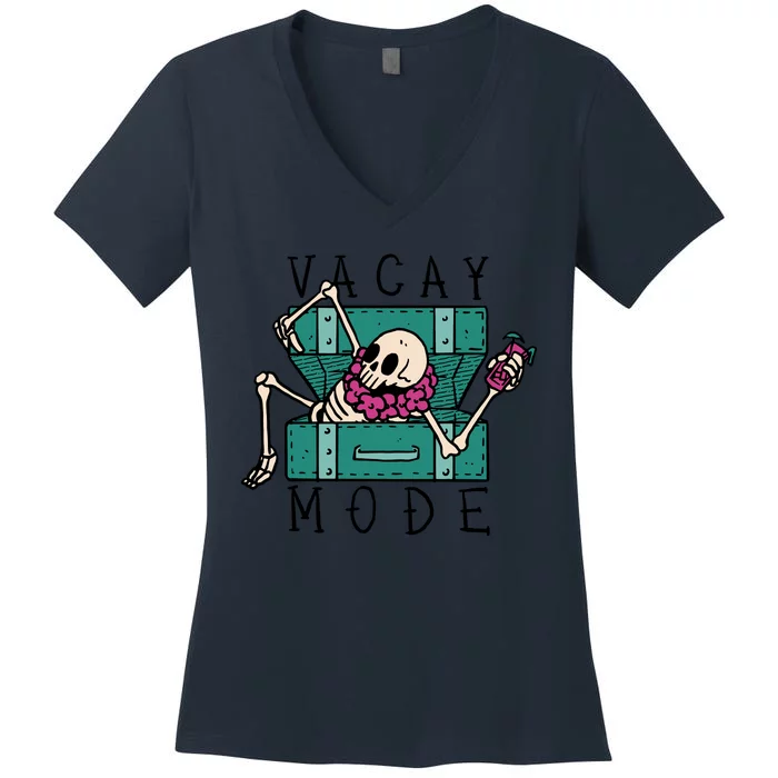 Vacay Mode Skeleton Women's V-Neck T-Shirt