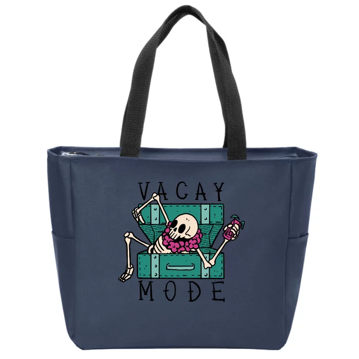 Vacay Mode Skeleton Zip Tote Bag