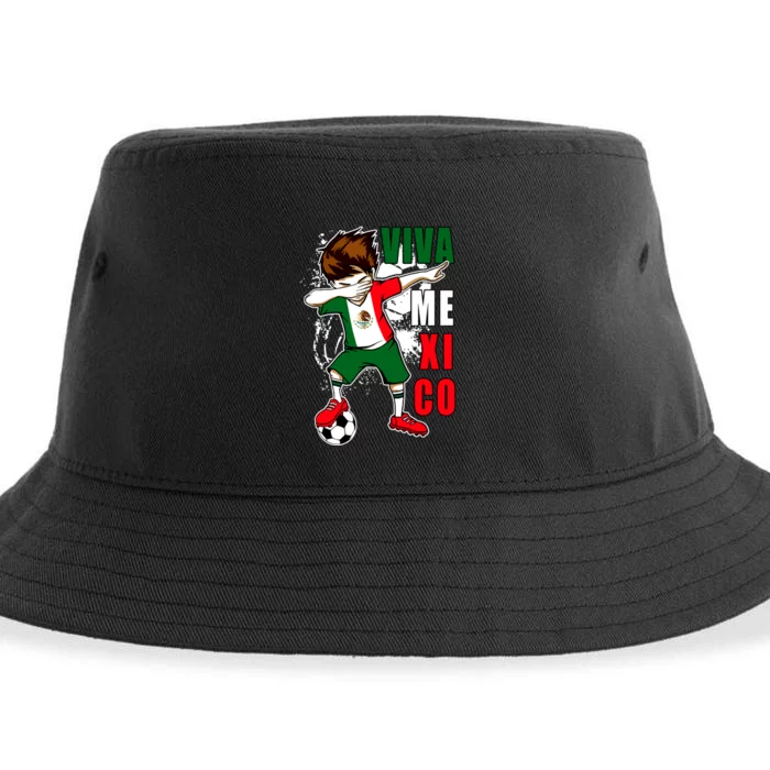 Viva Mexico Soccer Boy Independence Day Mexican Flag Sustainable Bucket Hat