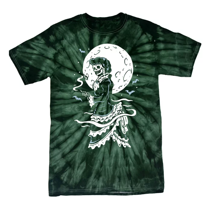 Victorian Moon Skeleton Horror Tie-Dye T-Shirt