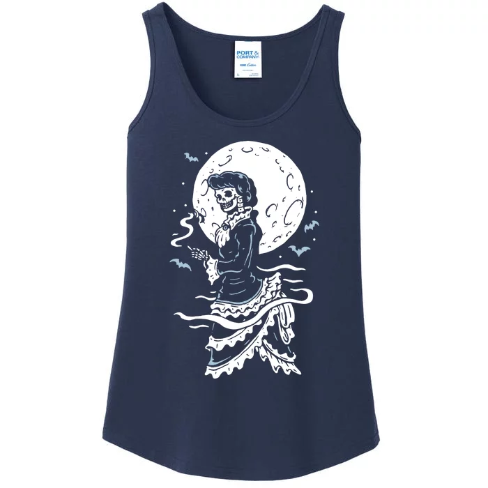 Victorian Moon Skeleton Horror Ladies Essential Tank