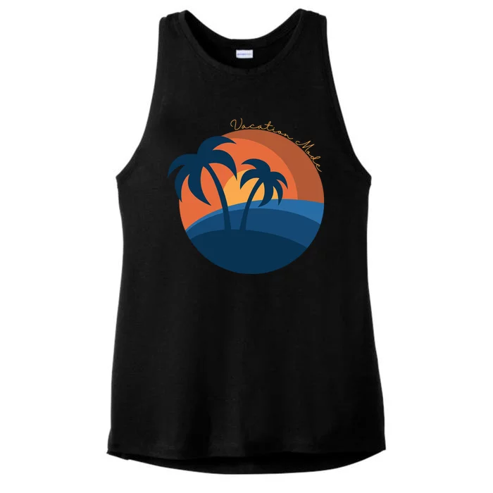 Vacation Mode Sunset Beach Ladies Tri-Blend Wicking Tank