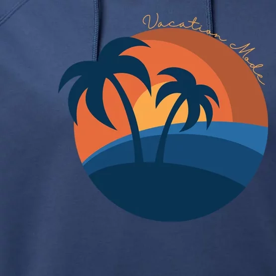 Vacation Mode Sunset Beach Performance Fleece Hoodie