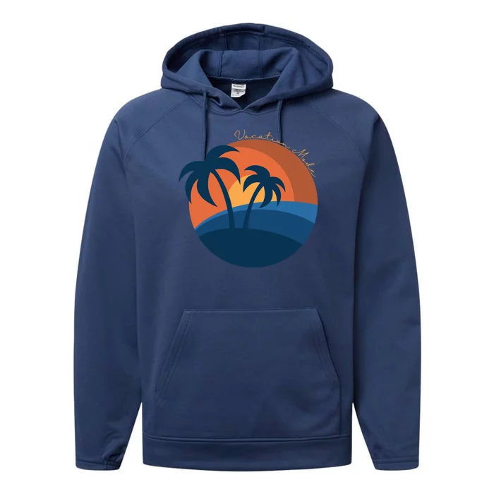 Vacation Mode Sunset Beach Performance Fleece Hoodie