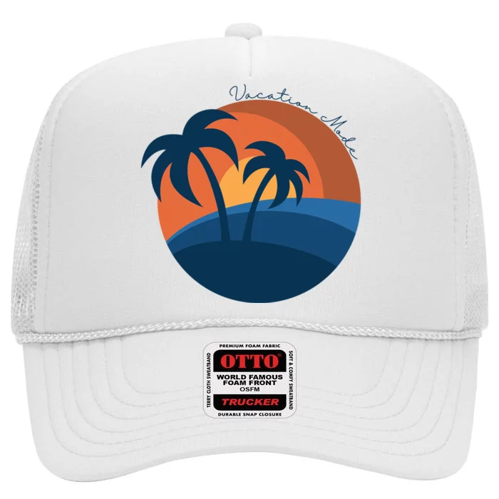 Vacation Mode Sunset Beach High Crown Mesh Trucker Hat