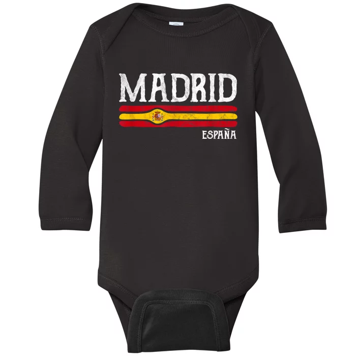 Vintage Madrid Spain Souvenir Espana Gift Baby Long Sleeve Bodysuit