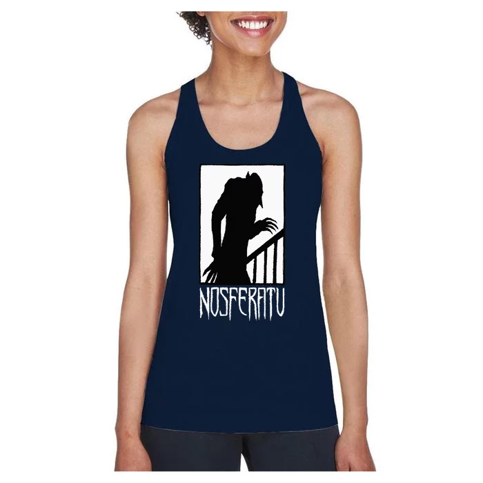 Vampire Monster Shadow Dracula Halloween Women's Racerback Tank