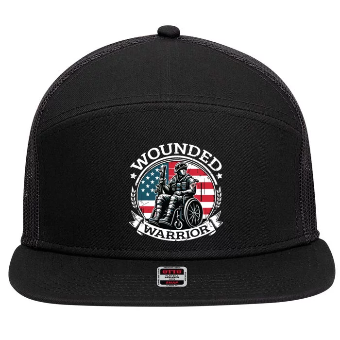 Veteran Military Support 7 Panel Mesh Trucker Snapback Hat