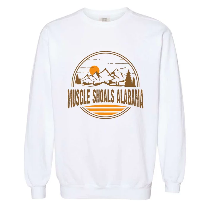 Vintage Muscle Shoals Alabama Mountain Hiking Souvenir Print Garment-Dyed Sweatshirt