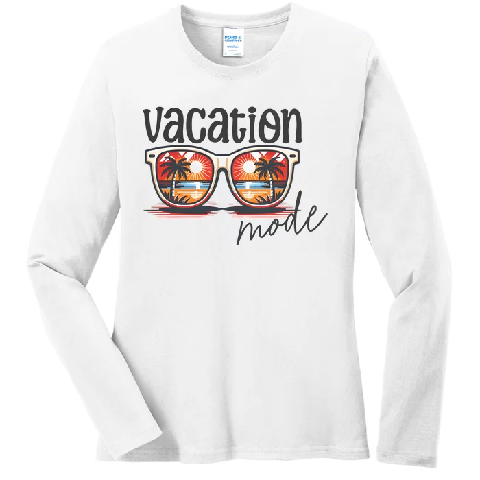 Vacation Mode Sunglass Summer Vibes Ladies Long Sleeve Shirt