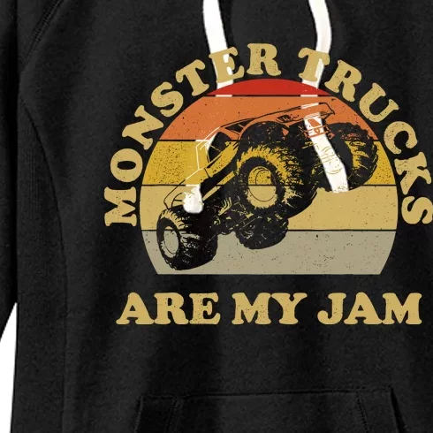 Vintage Monster Trucks Are My Jam Retro Sunset Design Women's Fleece Hoodie