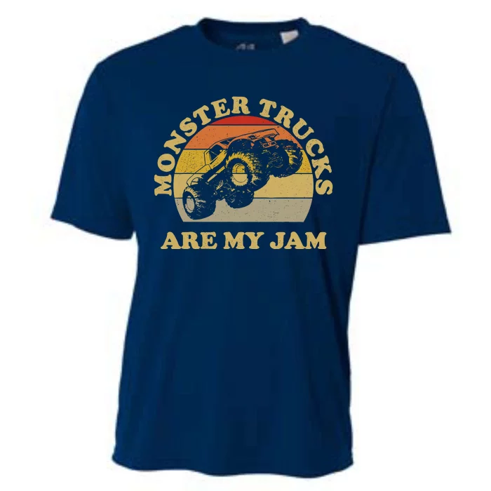 Vintage Monster Trucks Are My Jam Retro Sunset Design Cooling Performance Crew T-Shirt