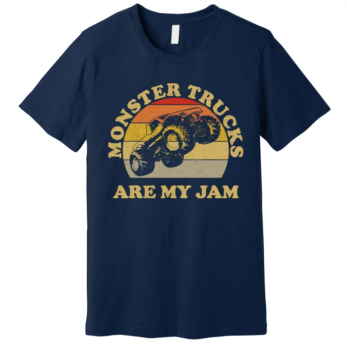 Vintage Monster Trucks Are My Jam Retro Sunset Design Premium T-Shirt