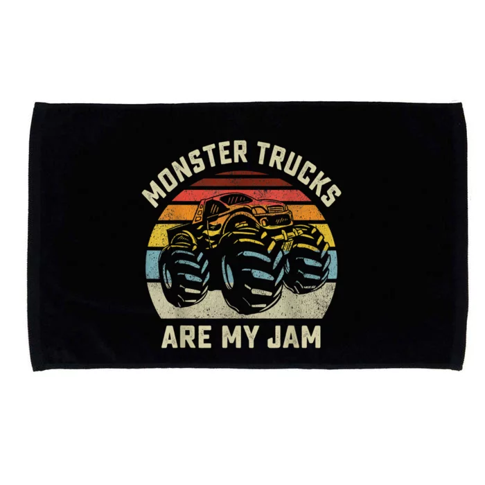 Vintage Monster Truck Retro Style Monster Trucks Are My Jam Microfiber Hand Towel