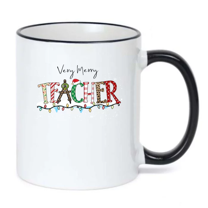 Very Merry Teacher Holiday Christmas Black Color Changing Mug