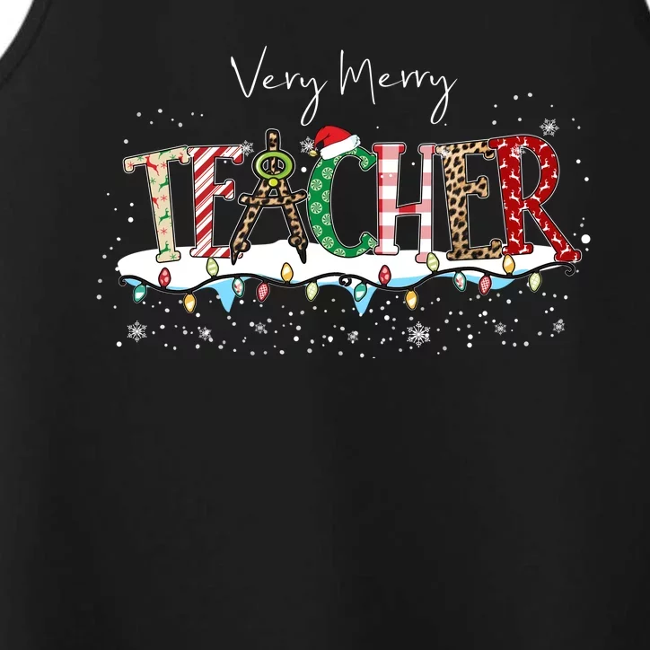 Very Merry Teacher Holiday Christmas Performance Tank