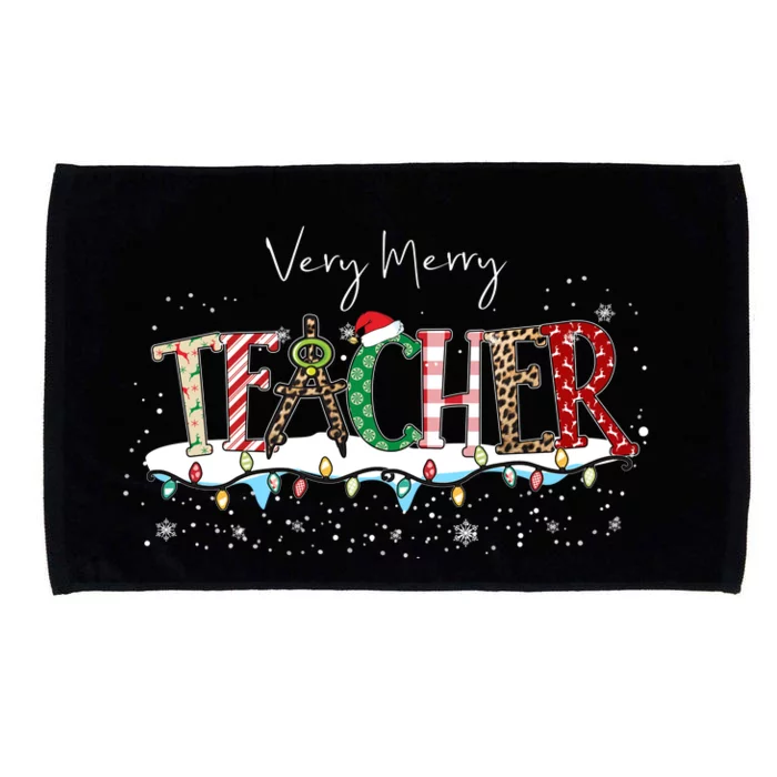 Very Merry Teacher Holiday Christmas Microfiber Hand Towel