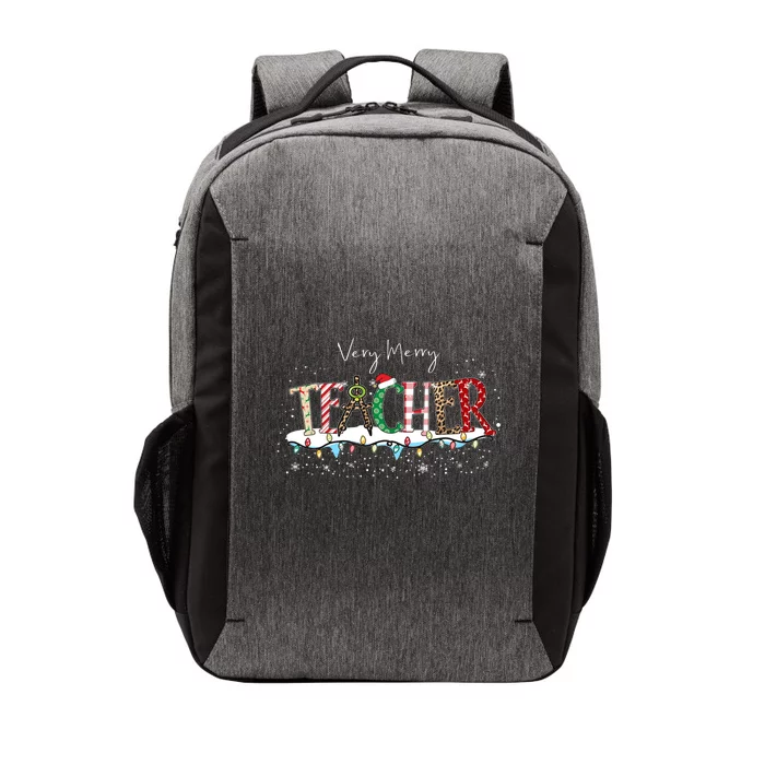 Very Merry Teacher Holiday Christmas Vector Backpack