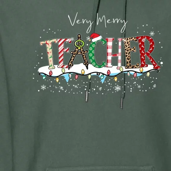 Very Merry Teacher Holiday Christmas Premium Hoodie