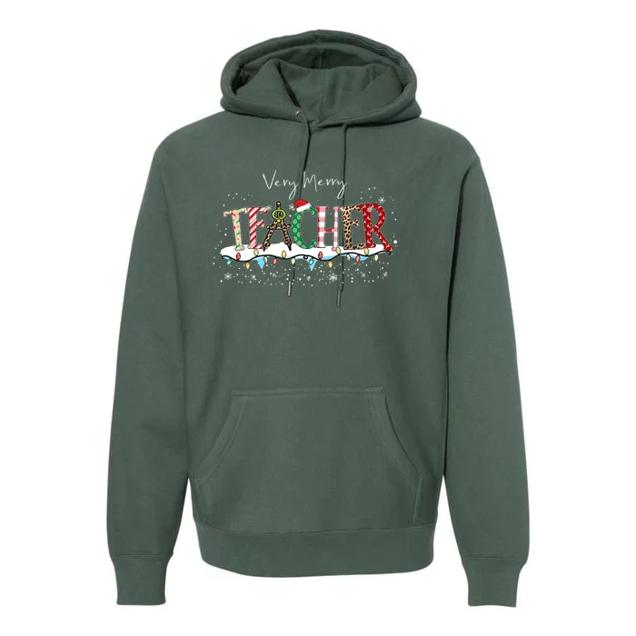 Very Merry Teacher Holiday Christmas Premium Hoodie