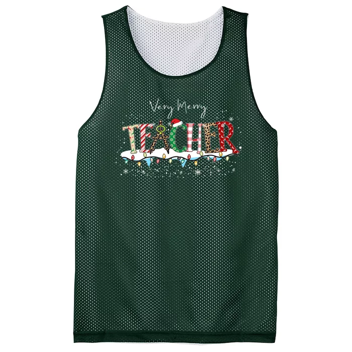 Very Merry Teacher Holiday Christmas Mesh Reversible Basketball Jersey Tank