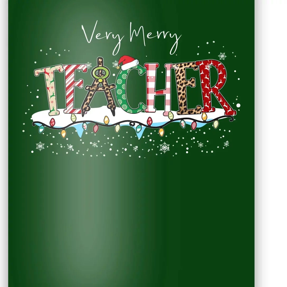 Very Merry Teacher Holiday Christmas Poster