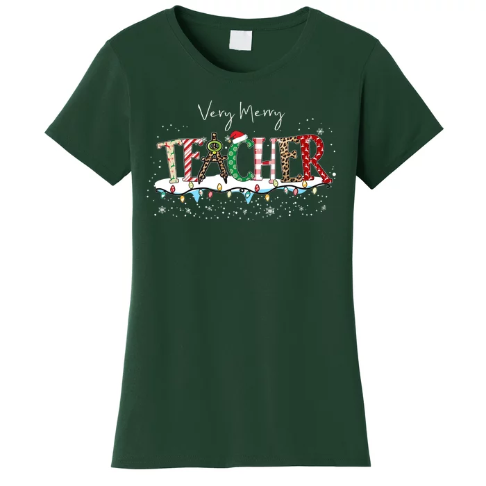 Very Merry Teacher Holiday Christmas Women's T-Shirt