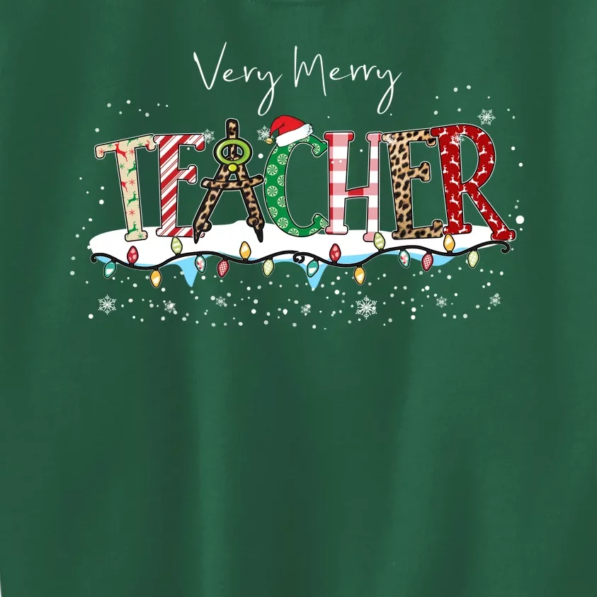 Very Merry Teacher Holiday Christmas Kids Sweatshirt