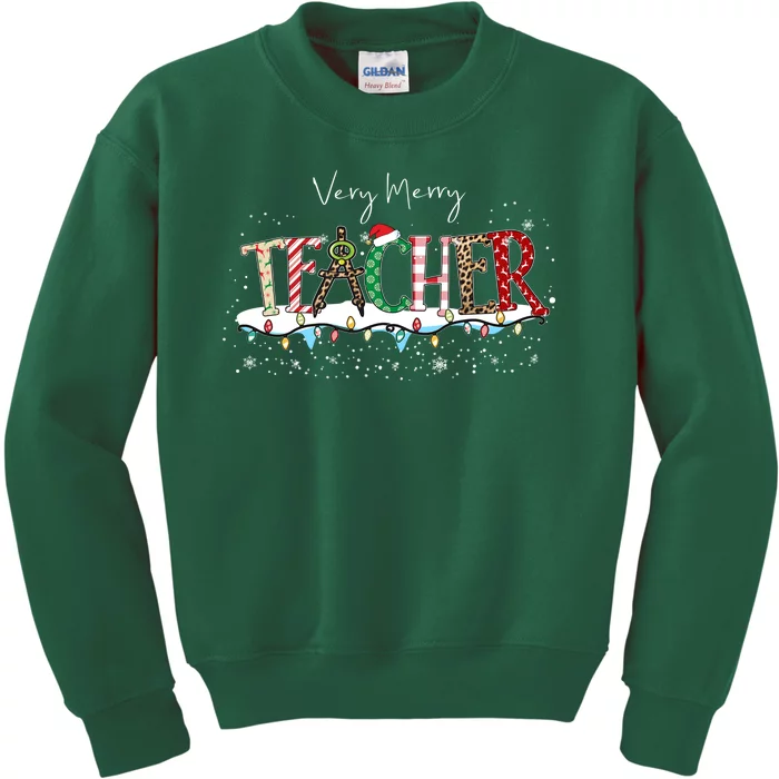 Very Merry Teacher Holiday Christmas Kids Sweatshirt