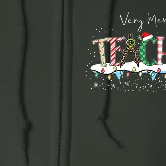 Very Merry Teacher Holiday Christmas Full Zip Hoodie