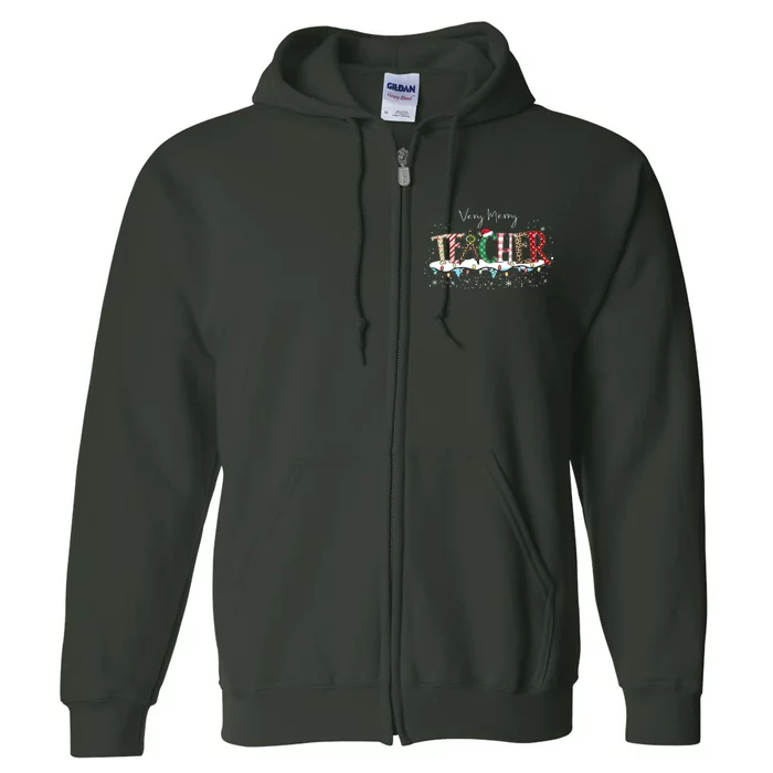 Very Merry Teacher Holiday Christmas Full Zip Hoodie