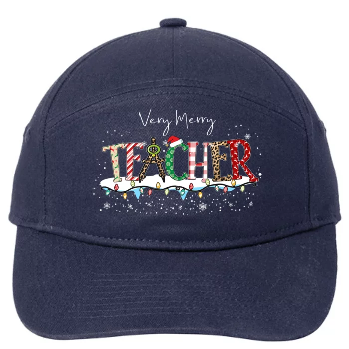 Very Merry Teacher Holiday Christmas 7-Panel Snapback Hat