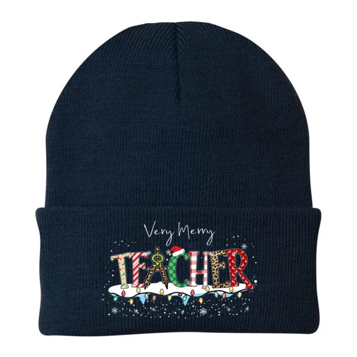 Very Merry Teacher Holiday Christmas Knit Cap Winter Beanie