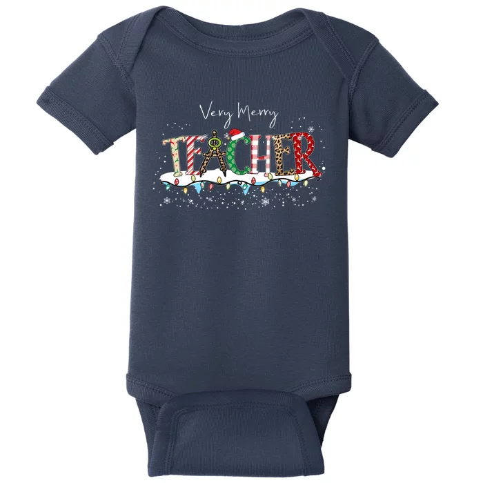 Very Merry Teacher Holiday Christmas Baby Bodysuit