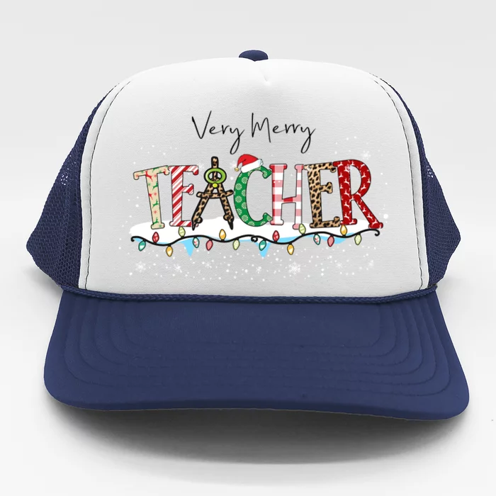 Very Merry Teacher Holiday Christmas Trucker Hat