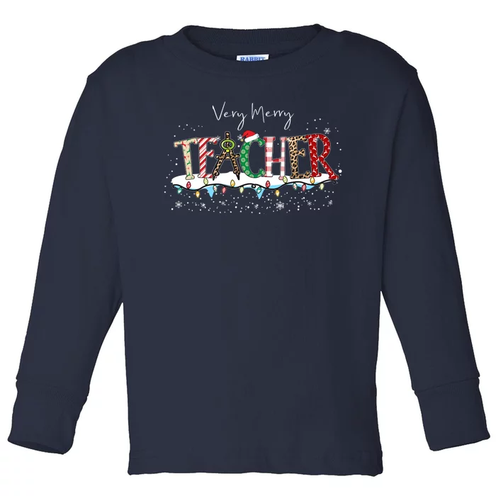 Very Merry Teacher Holiday Christmas Toddler Long Sleeve Shirt