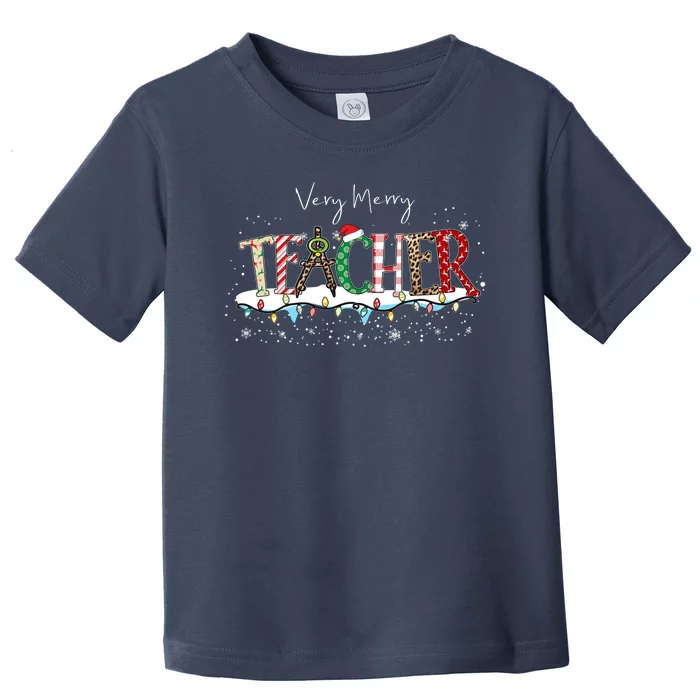 Very Merry Teacher Holiday Christmas Toddler T-Shirt