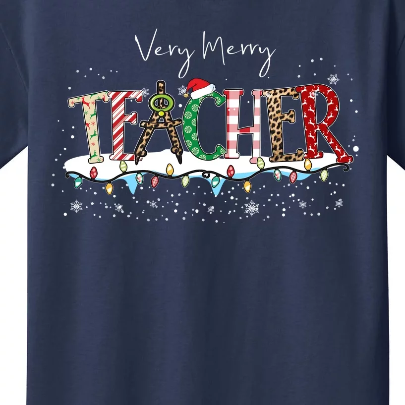 Very Merry Teacher Holiday Christmas Kids T-Shirt