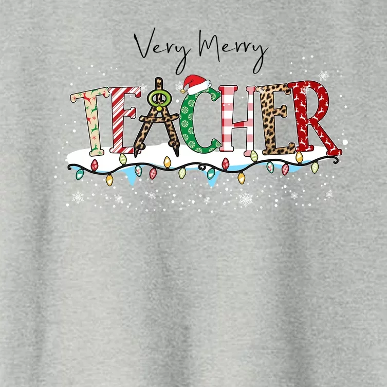 Very Merry Teacher Holiday Christmas Women's Crop Top Tee