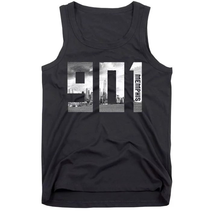 Vintage Memphis Tennessee 901 Area Code Skyline Tank Top