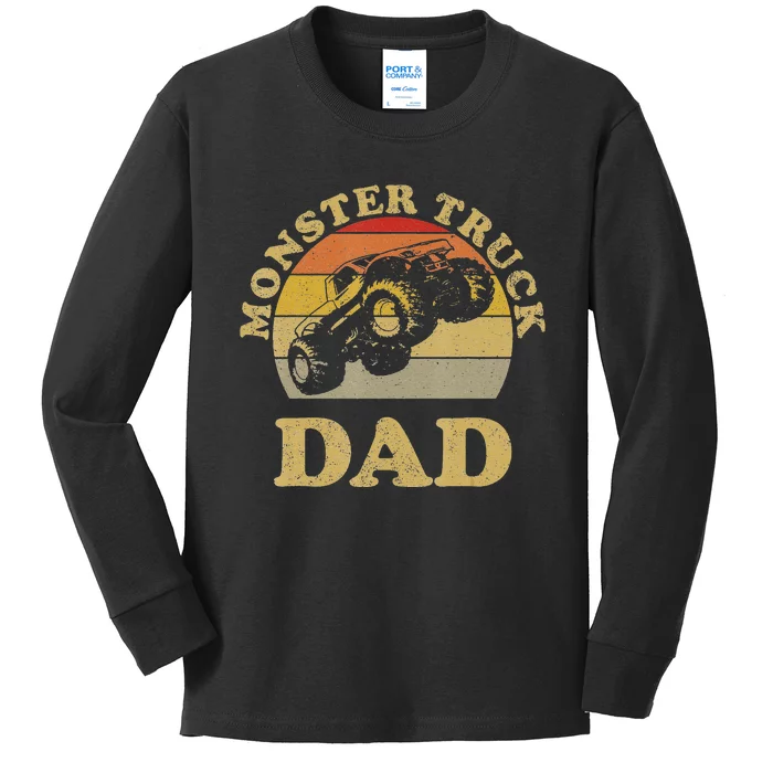 Vintage Monster Truck Gift For Dad Kids Long Sleeve Shirt