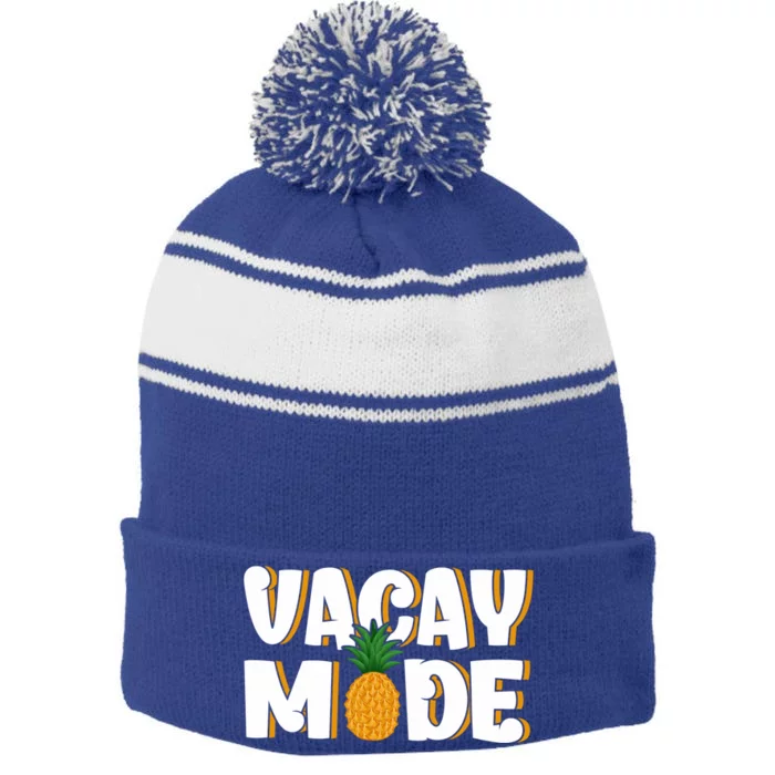 Vacation Mode Tropical Vacation Vacay Mode Beach Vacation Cute Gift Stripe Pom Pom Beanie