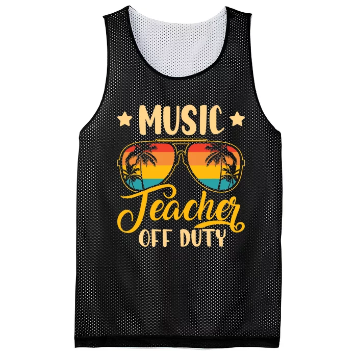 Vintage Music Teacher Off Duty Last Day Of School Summer Mesh Reversible Basketball Jersey Tank